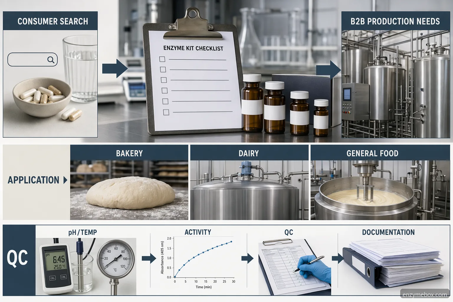 nature's sunshine food enzymes industrial checklist comparing consumer queries with B2B bakery and dairy enzyme specs